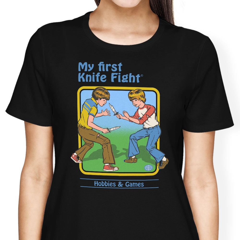 Women's 'My First Knife Fight' Stylish Apparel - T-Shirts in Various Sizes