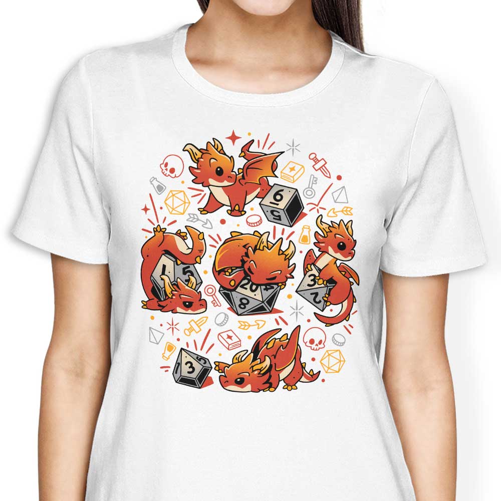 Stylish Women's Apparel Featuring Tiny Dragon Dice Designs