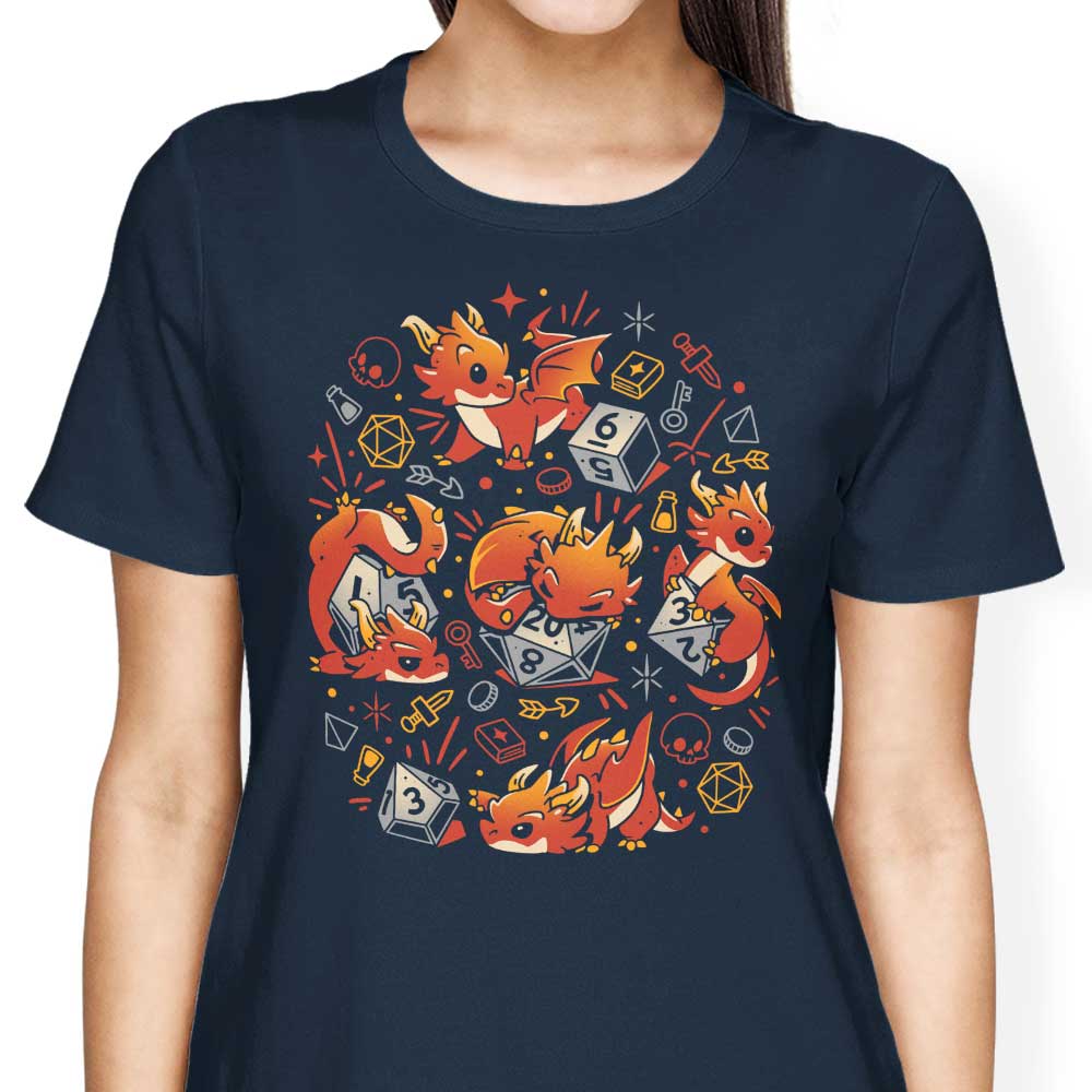 Stylish Women's Apparel Featuring Tiny Dragon Dice Designs