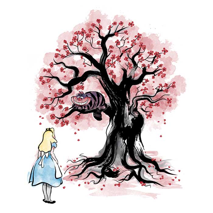 The Cheshire's Tree Sumi-e Women's Fashion Apparel - T-Shirts and Premium T-Shirts