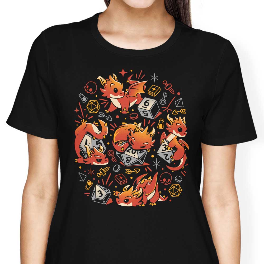 Stylish Women's Apparel Featuring Tiny Dragon Dice Designs