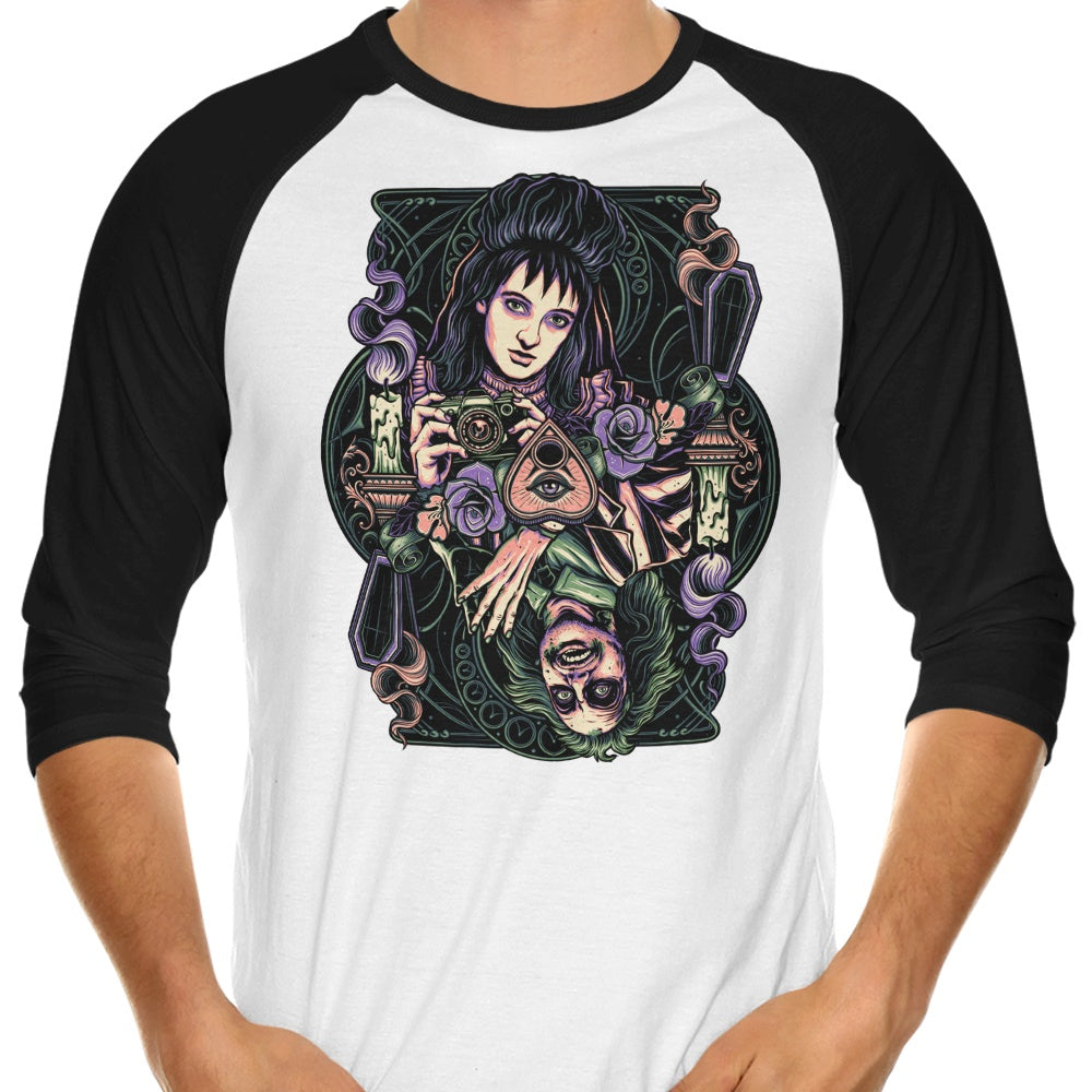 Unique 3/4 Sleeve Raglan T-Shirt - Unusual Card Design