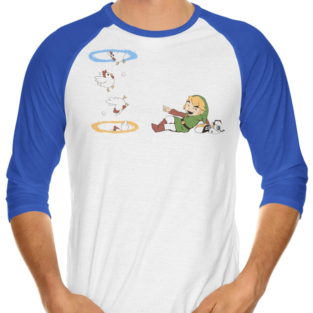 3/4 Sleeve Raglan T-Shirt Featuring the Concept of Thinking With Chickens