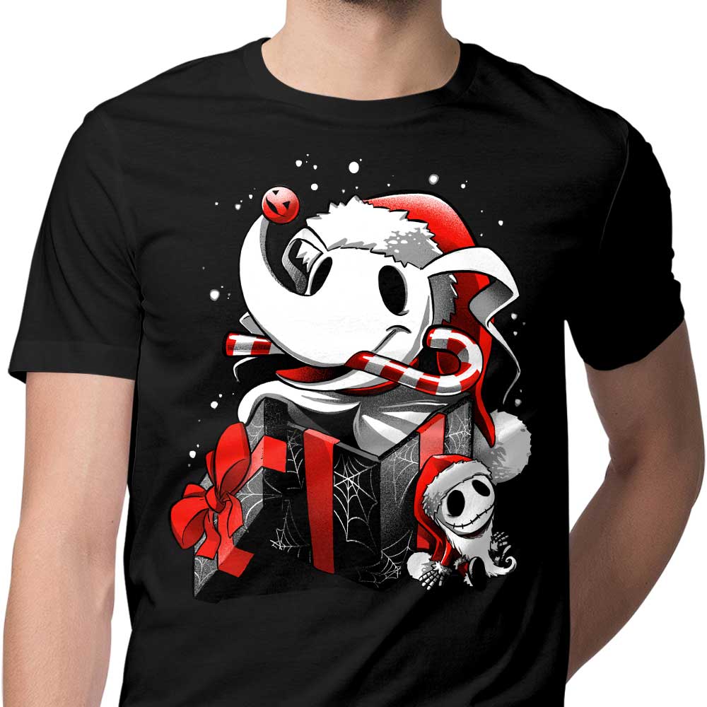 Alemaglia Men's Christmas Ghost Dog T-Shirts in Various Sizes