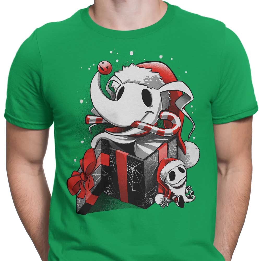 Alemaglia Men's Christmas Ghost Dog T-Shirts in Various Sizes