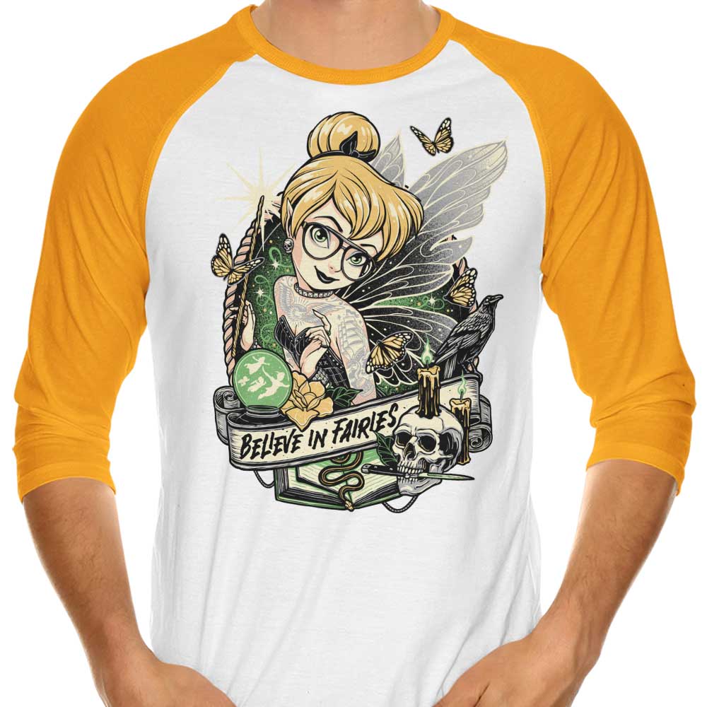Momma Gorilla's 'Believe in Fairies' 3/4 Sleeve Raglan Stylish T-Shirt