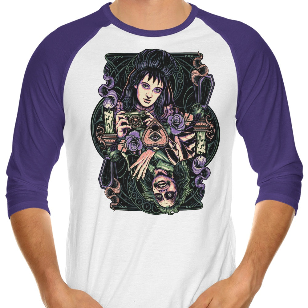 Unique 3/4 Sleeve Raglan T-Shirt - Unusual Card Design