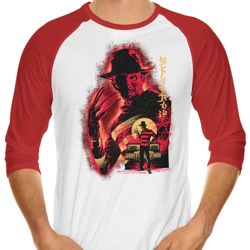 Hypertwenty's 'Attack on Elm St.' Three - Quarter Sleeve Raglan Style T - Shirt for Fashion Enthusiasts