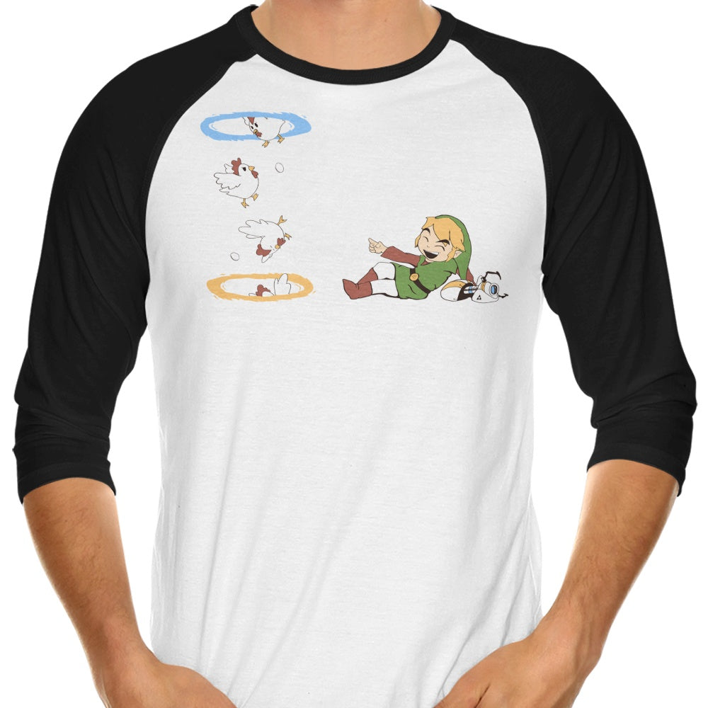 3/4 Sleeve Raglan T-Shirt Featuring the Concept of Thinking With Chickens