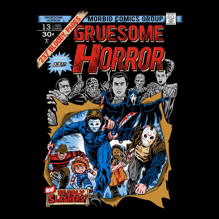 Scary Gruesome Horror 3/4 Sleeve Raglan Style T-Shirt