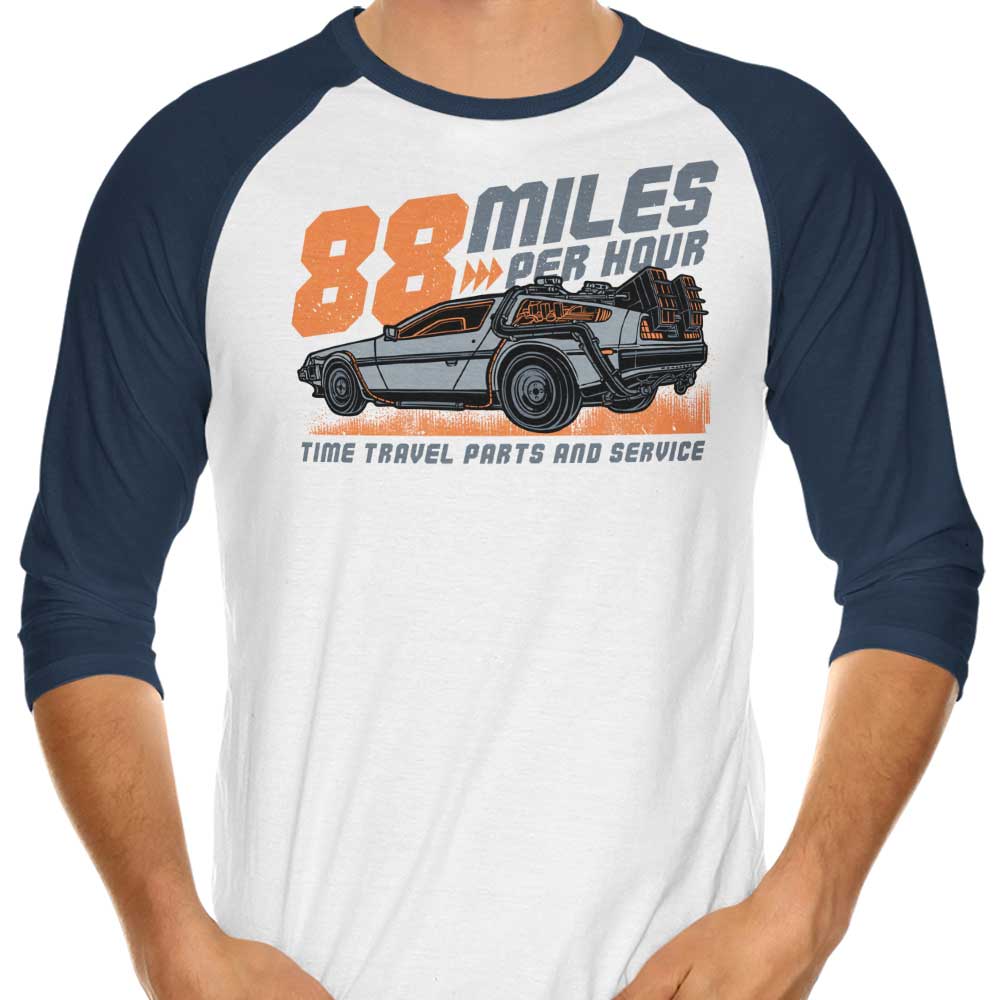 88 MPH Retro Style Three - Quarter Sleeve Raglan T - Shirt for Casual Wear