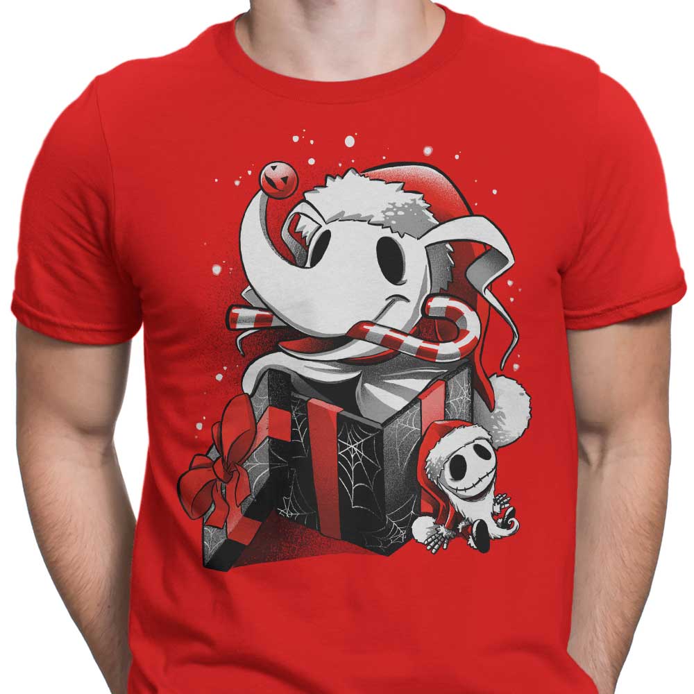 Alemaglia Men's Christmas Ghost Dog T-Shirts in Various Sizes