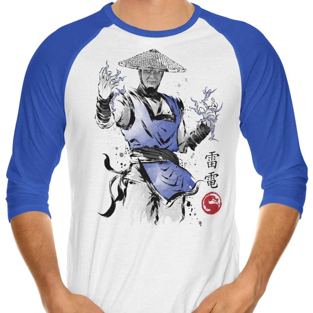 Thunder God Sumi-e 3/4 Sleeve Stylish Raglan T-Shirt