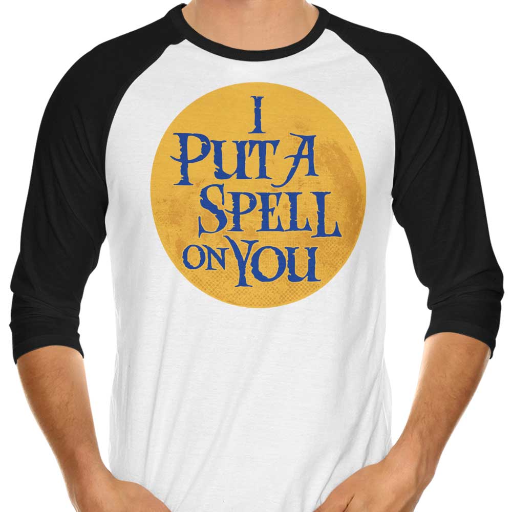 Enchanting 3/4 Sleeve Raglan T-Shirt with 'Put a Spell on You' Design