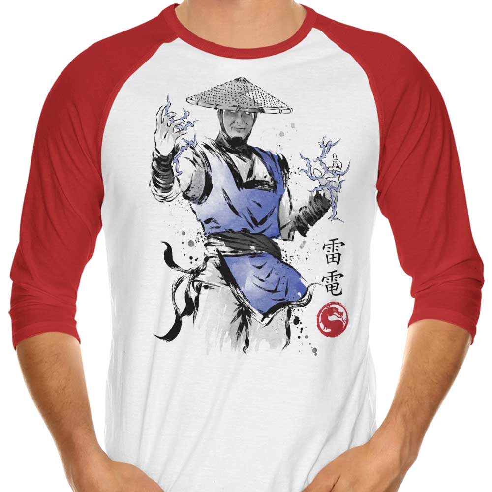 Thunder God Sumi-e 3/4 Sleeve Stylish Raglan T-Shirt