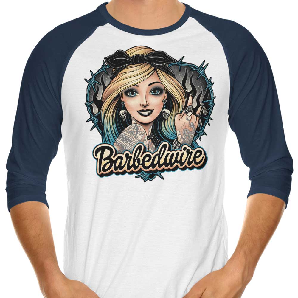 3/4 Sleeve Raglan Barbedwire T-Shirt by Momma Gorilla