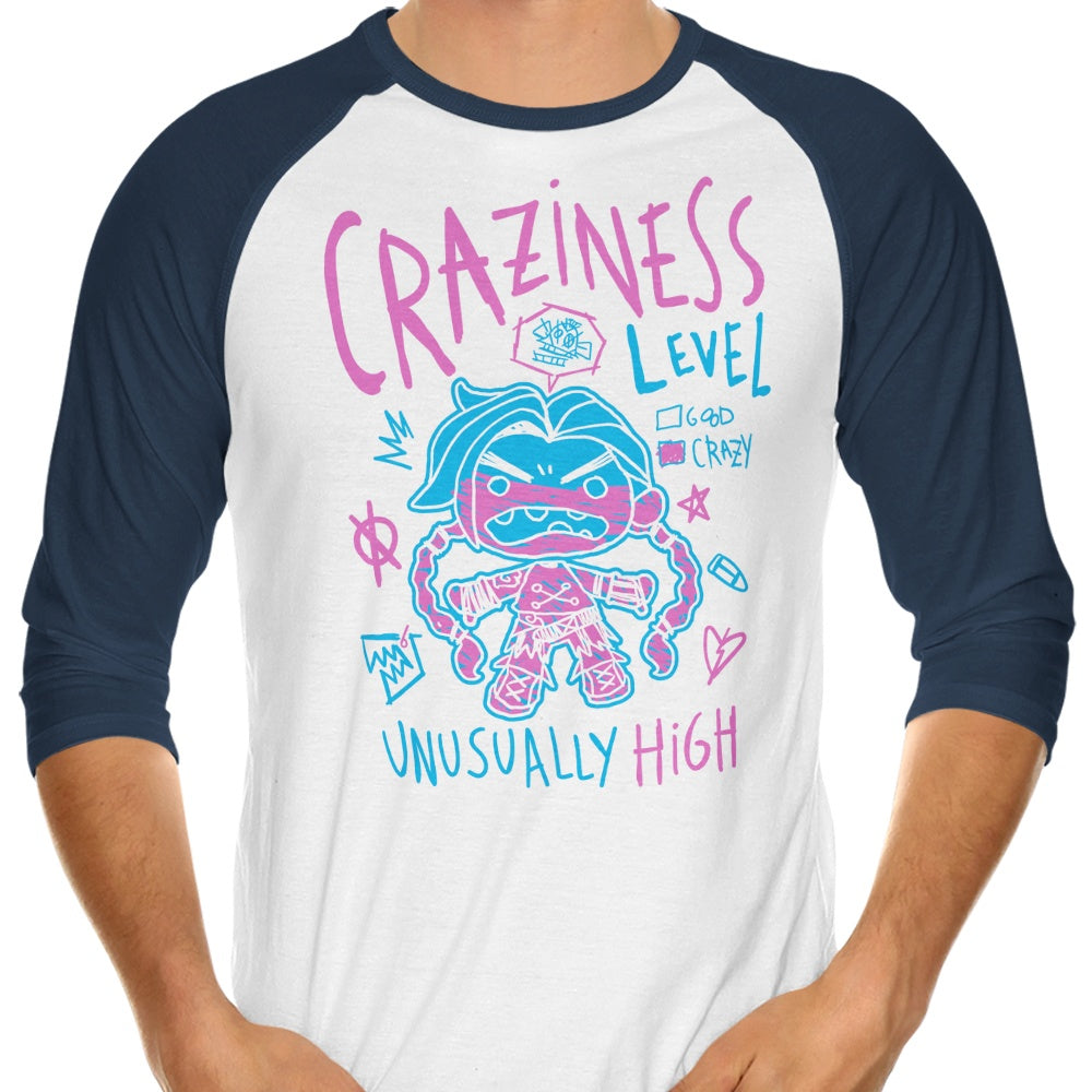 Demonigote's 3/4 Sleeve Raglan T-Shirt with High Craziness Level