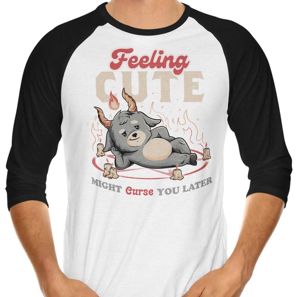 Edu.ely's 3/4 Sleeve Raglan T-Shirt with 'Might Curse You Later' Print