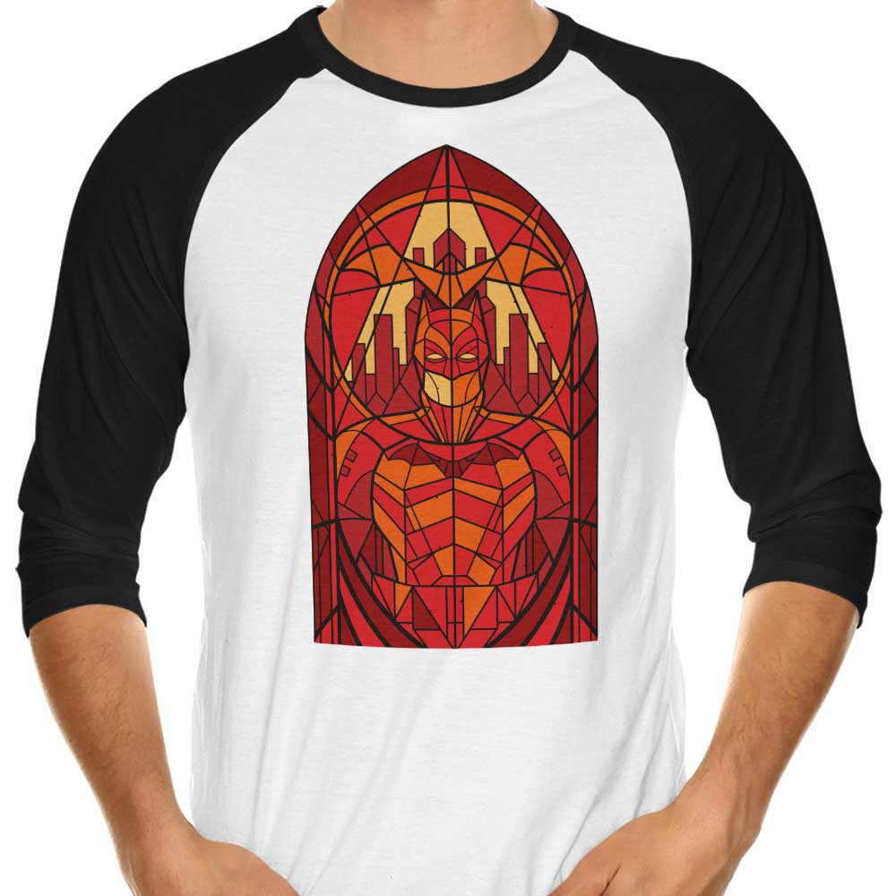 3/4 Sleeve Raglan T-Shirt Featuring the 'Stained Glass Vengeance' Design