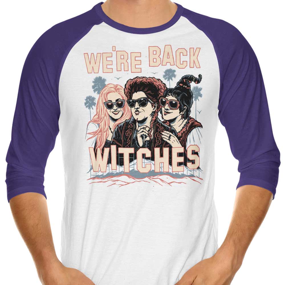 Momma Gorilla's 'We're Back, Witches' 3/4 Sleeve Raglan Stylish T-Shirt
