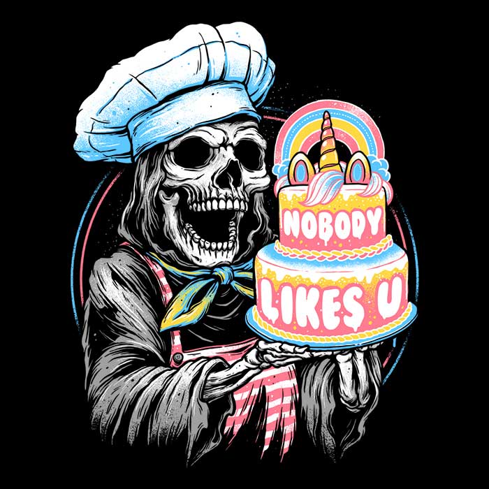 Doom Cake 3/4 Sleeve Raglan Style T-Shirt for Trendy Look