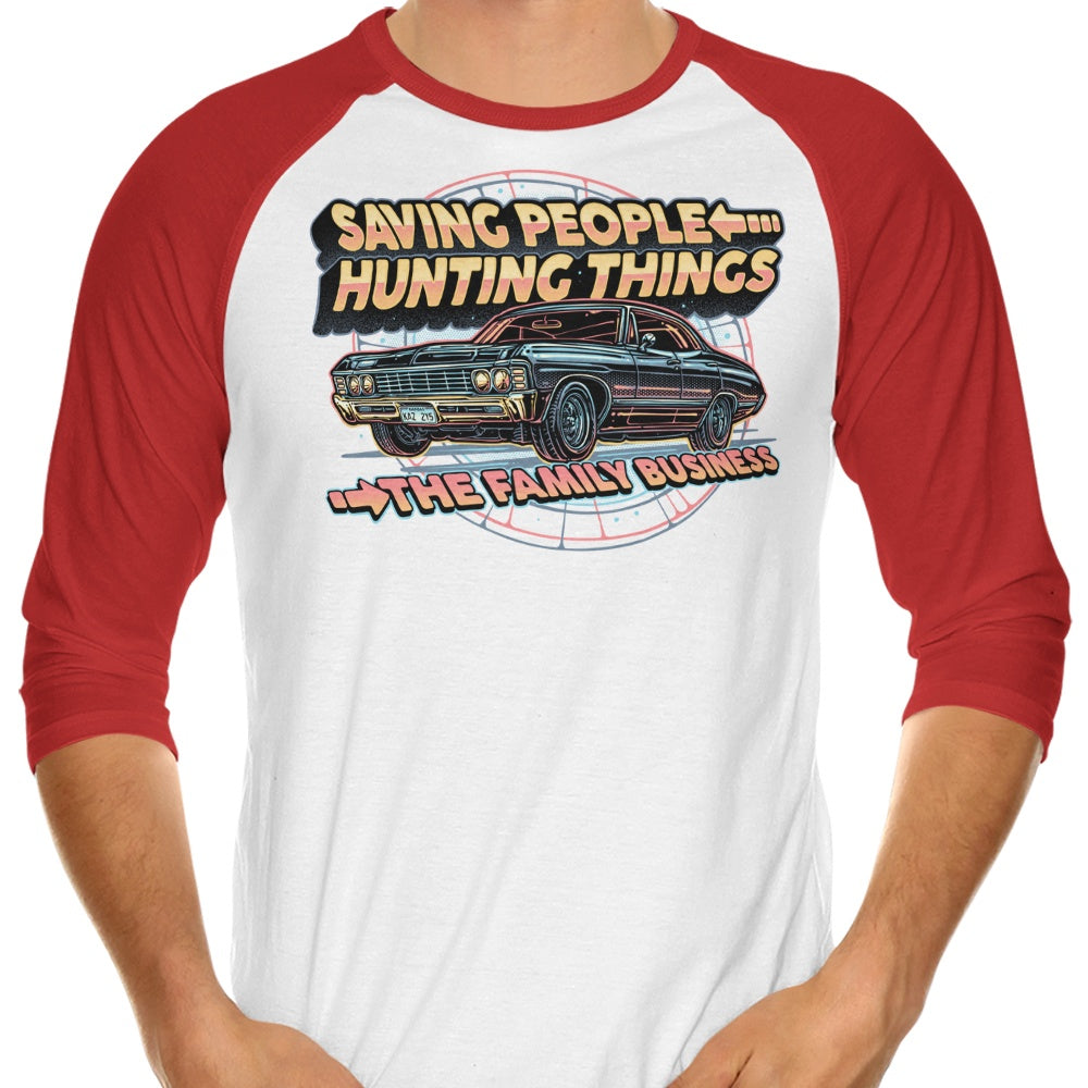 3/4 Sleeve Raglan Saving People Hunting Things T-Shirt