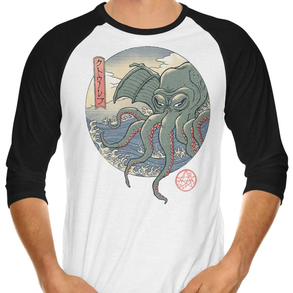 Traditional Ancient Ukiyo-e Design 3/4 Sleeve Raglan Style T-Shirt