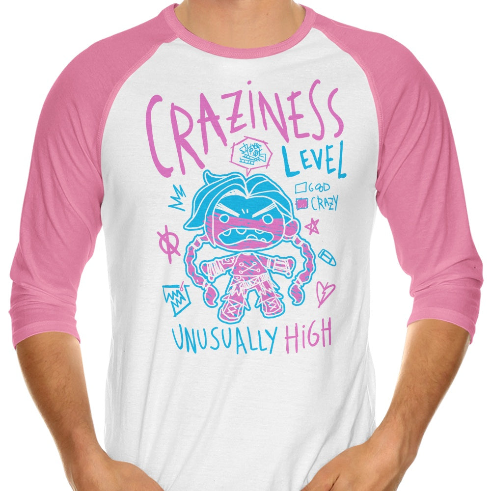 Demonigote's 3/4 Sleeve Raglan T-Shirt with High Craziness Level