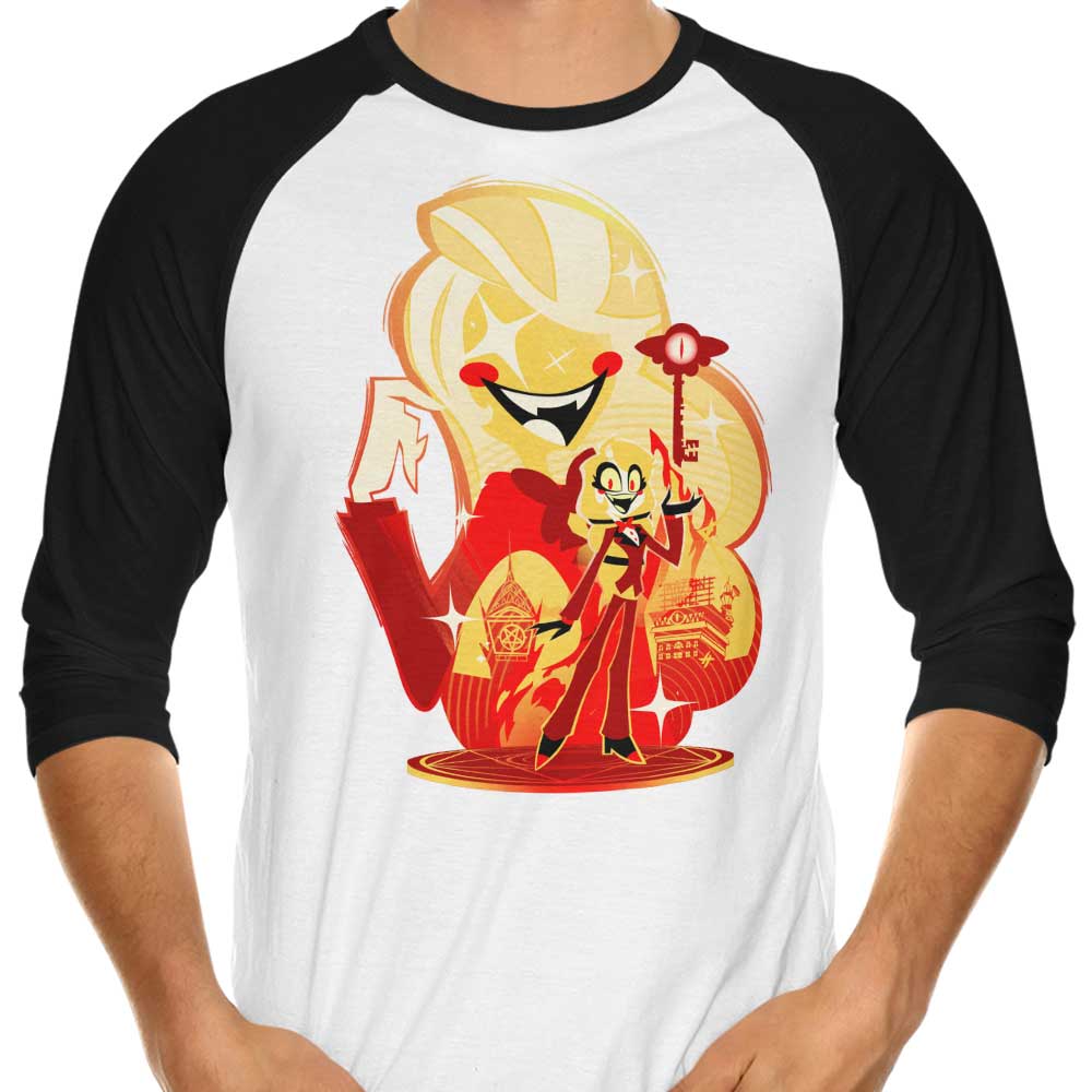Stylish 3/4 Sleeve Raglan T-Shirt Featuring the 'Princess of Hell' Design