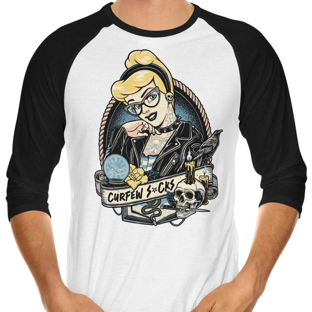 Momma Gorilla's 'Curfew Sucks' Three - Quarter Sleeve Raglan Style T - Shirt