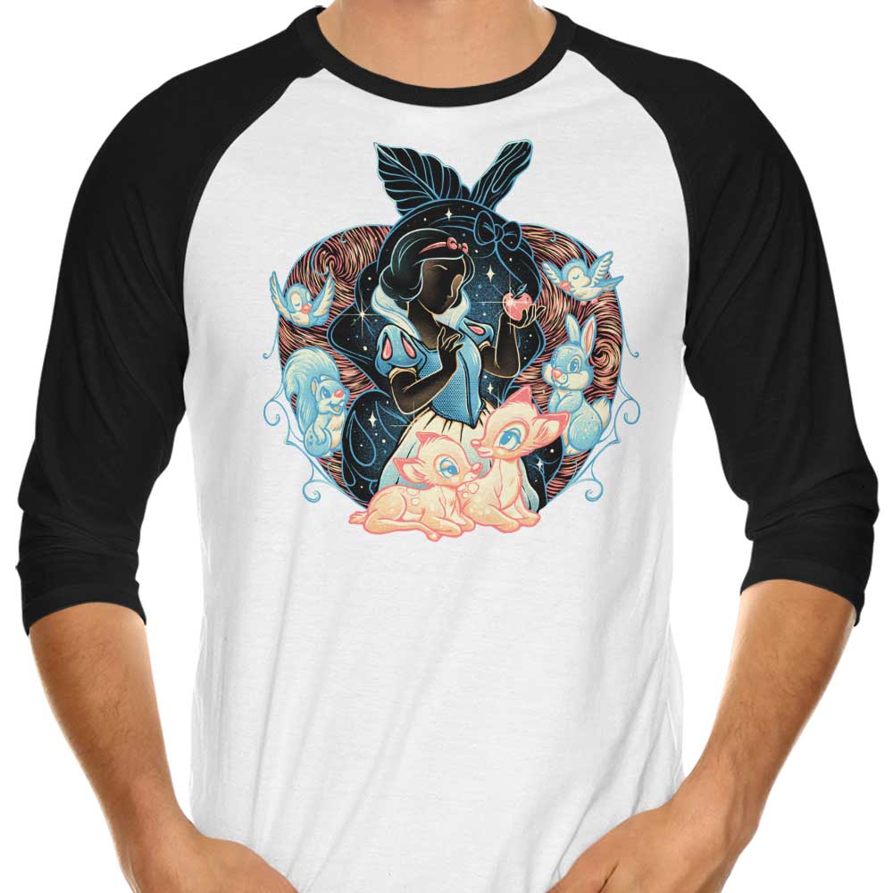 Enchanting 'Fairest in the Night' 3/4 Sleeve Raglan Style T-Shirt for a Charming Look