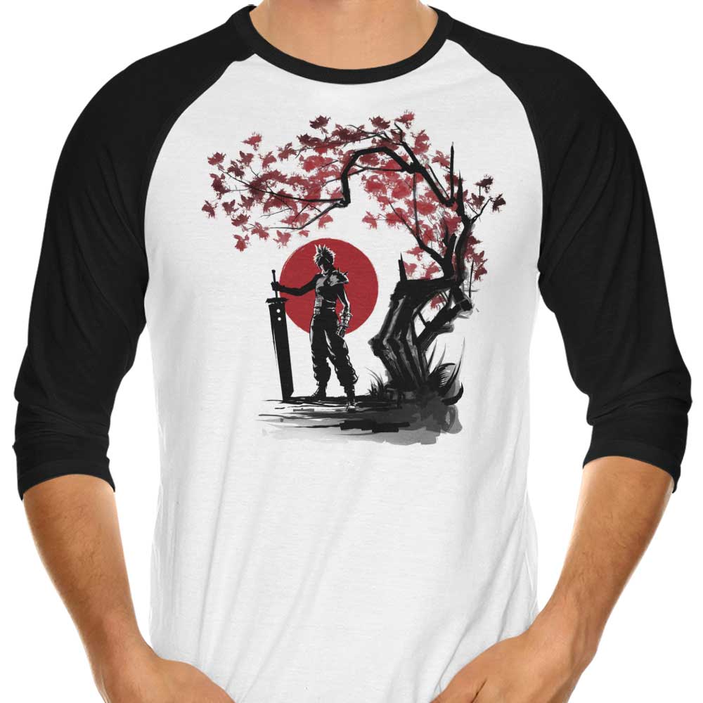 3/4 Sleeve Raglan T-Shirt Featuring the Image of an Ex-Soldier Under the Sun