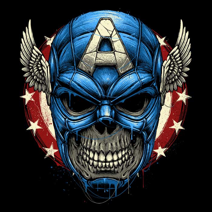 Men's Star Spangled Skull Apparel - T-Shirts in Various Sizes