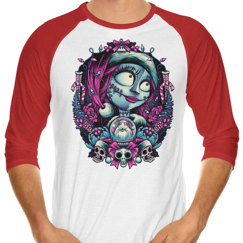 Christmas Ragdoll 3/4 Sleeve Raglan Style T-Shirt for a Festive Look