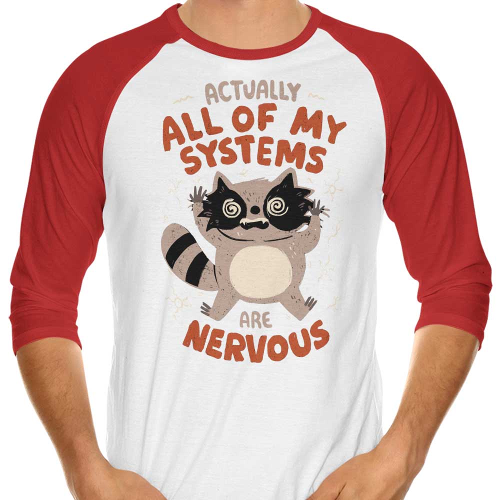 Edu.ely's Nervous System Branded Three - Quarter Sleeve Raglan Style T - Shirt