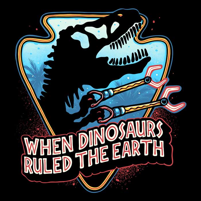 Glitchygorilla's 'When Dinosaurs Ruled the Earth' 3/4 Sleeve Raglan Stylish T-Shirt