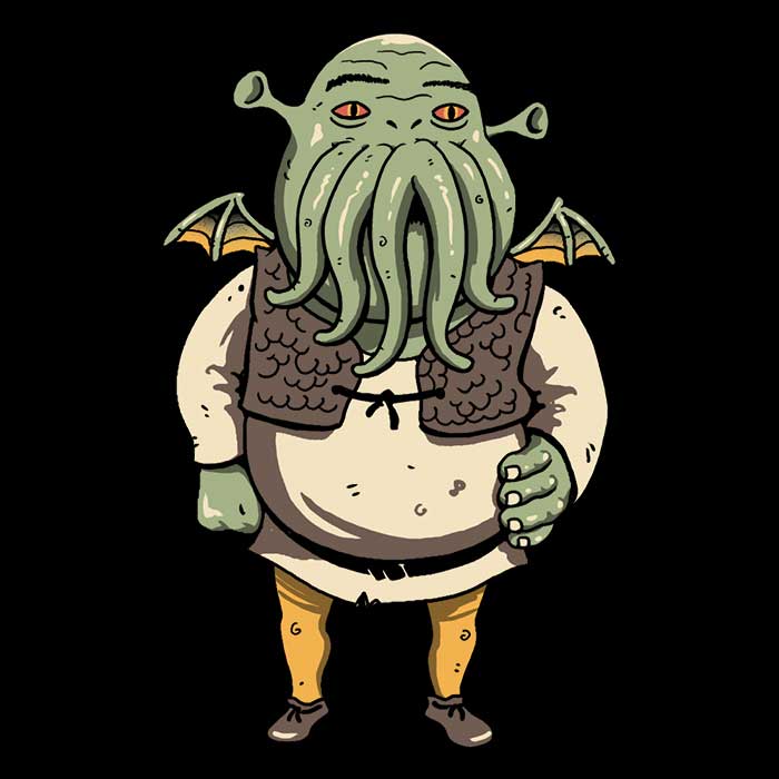 XENOS Ogre Cthulhu 3/4 Sleeve Stylish Raglan T-Shirt