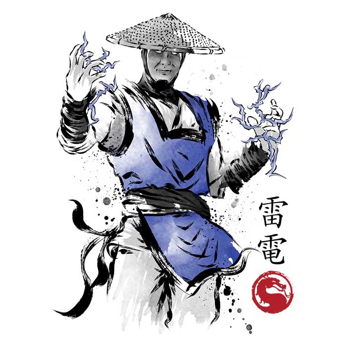 Thunder God Sumi-e 3/4 Sleeve Stylish Raglan T-Shirt