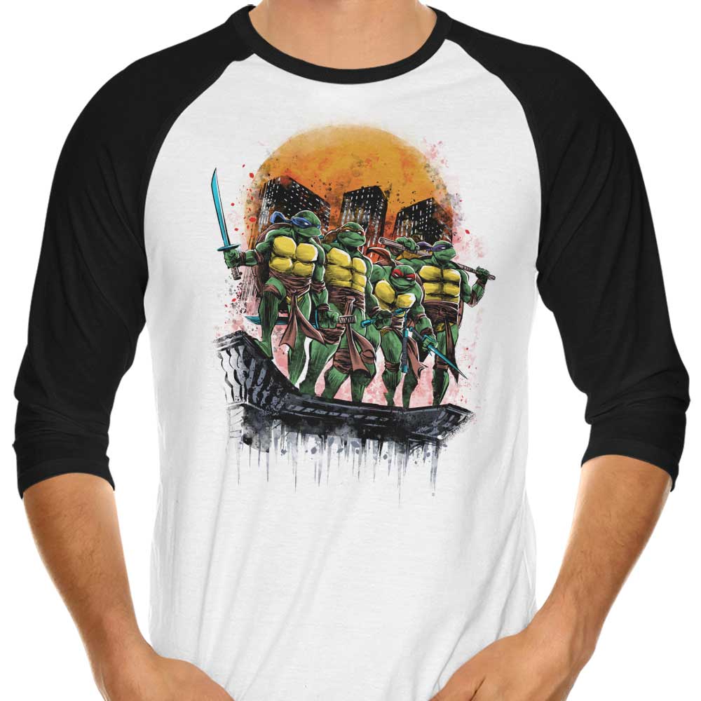 Zascanauta's 3/4 Sleeve Raglan T-Shirt Featuring Turtles on the Roof