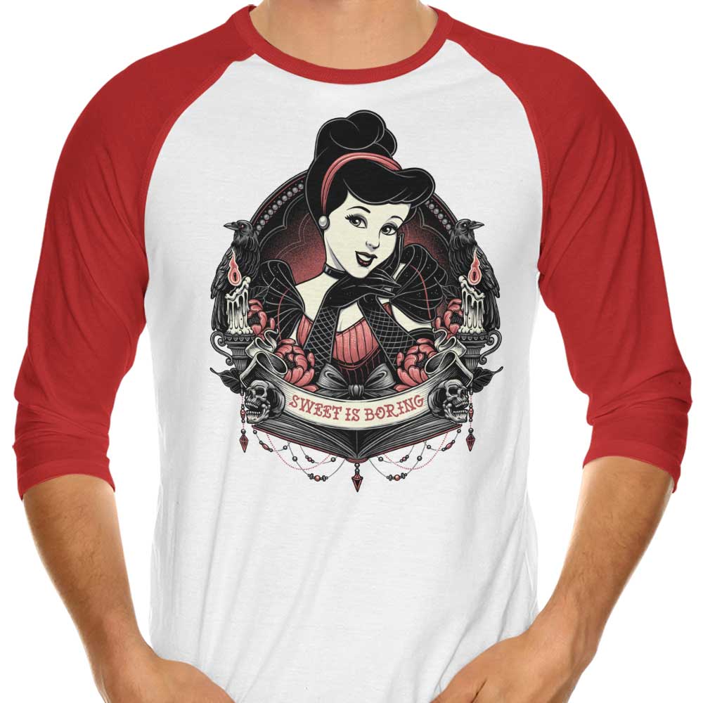 Glitchygorilla's 'Sweet is Boring' 3/4 Sleeve Raglan Stylish T-Shirt
