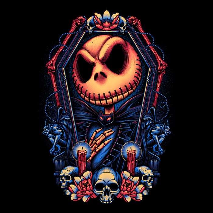 3/4 Sleeve Raglan T-Shirt Featuring the Framed Pumpkin King Design