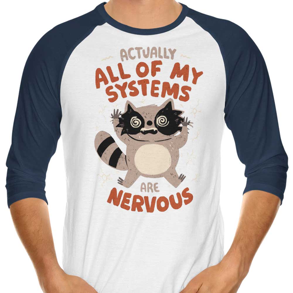 Edu.ely's Nervous System Branded Three - Quarter Sleeve Raglan Style T - Shirt