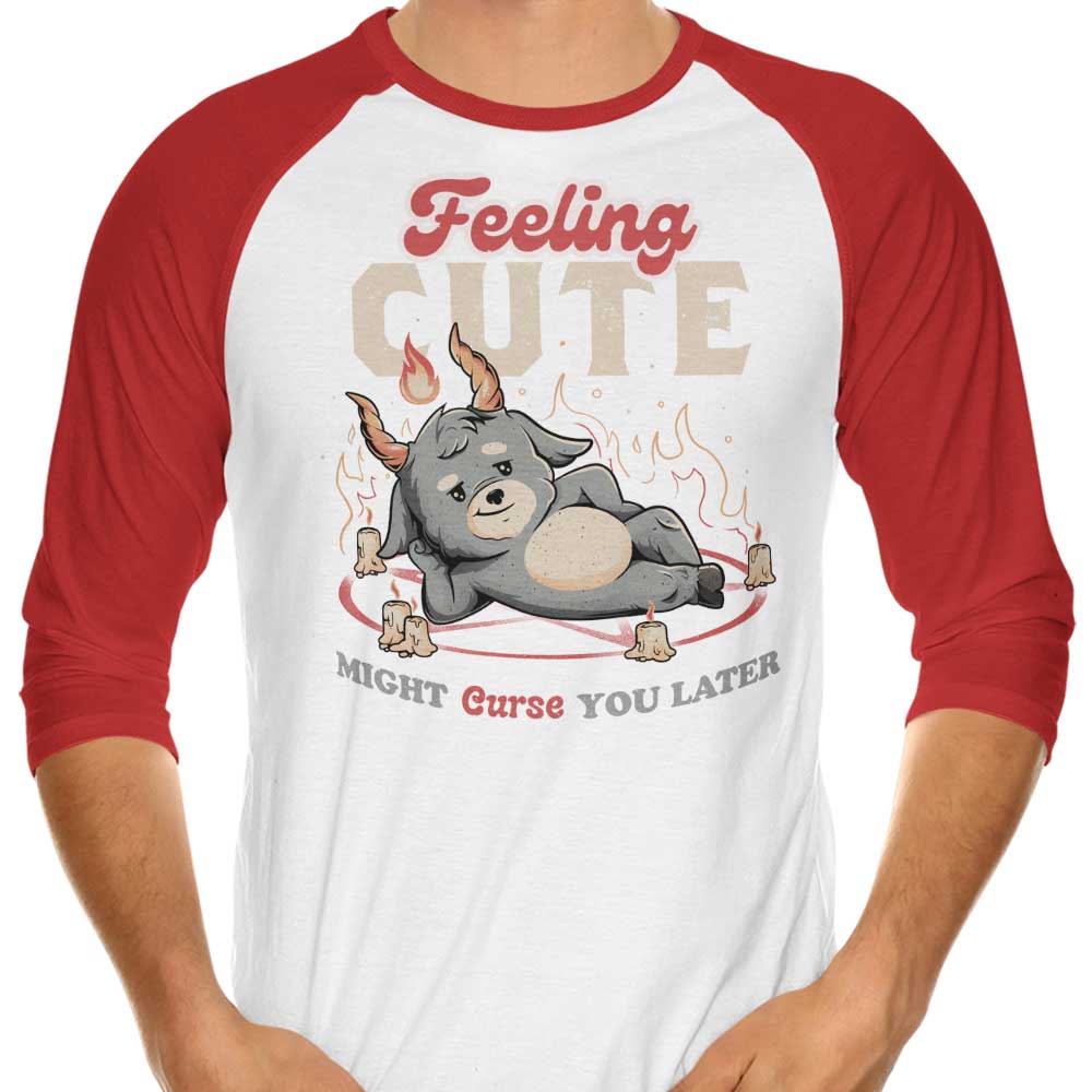 Edu.ely's 3/4 Sleeve Raglan T-Shirt with 'Might Curse You Later' Print