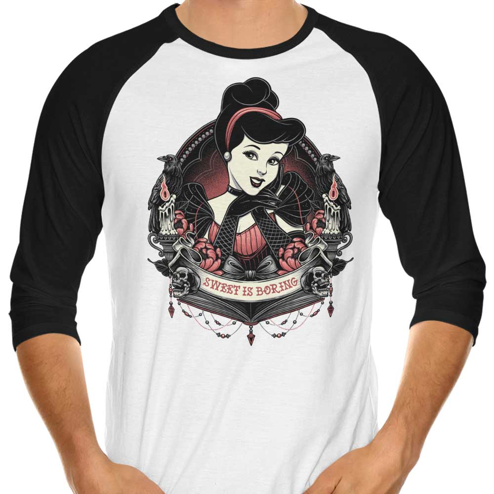 Glitchygorilla's 'Sweet is Boring' 3/4 Sleeve Raglan Stylish T-Shirt