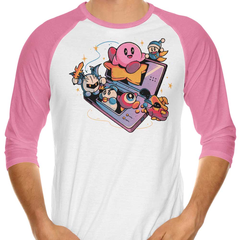 Pink Blob Game Themed 3/4 Sleeve Raglan Casual T-Shirt for Fashion Lovers