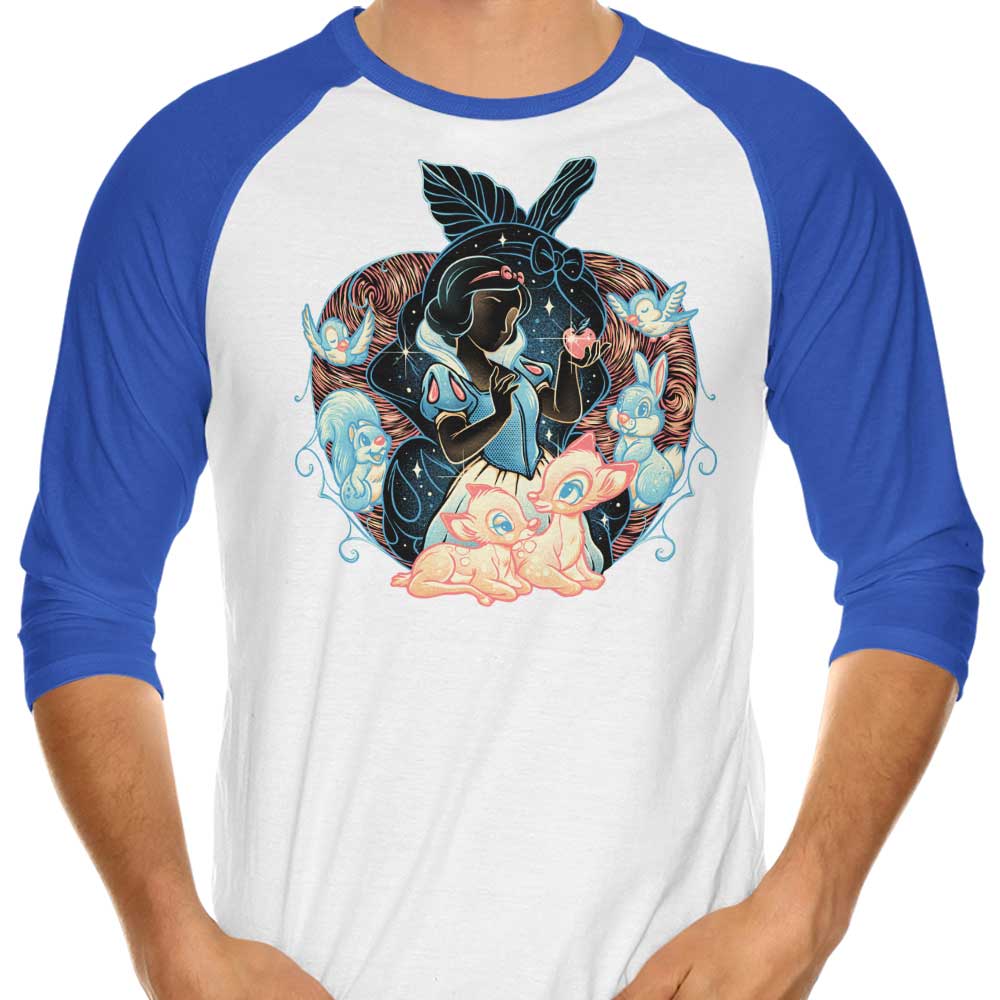 Enchanting 'Fairest in the Night' 3/4 Sleeve Raglan Style T-Shirt for a Charming Look