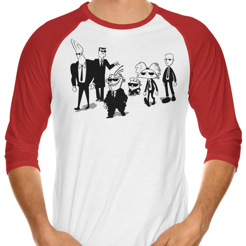 3/4 Sleeve Raglan Reservoir Cartoons Graphic T-Shirt for Fashion Enthusiasts