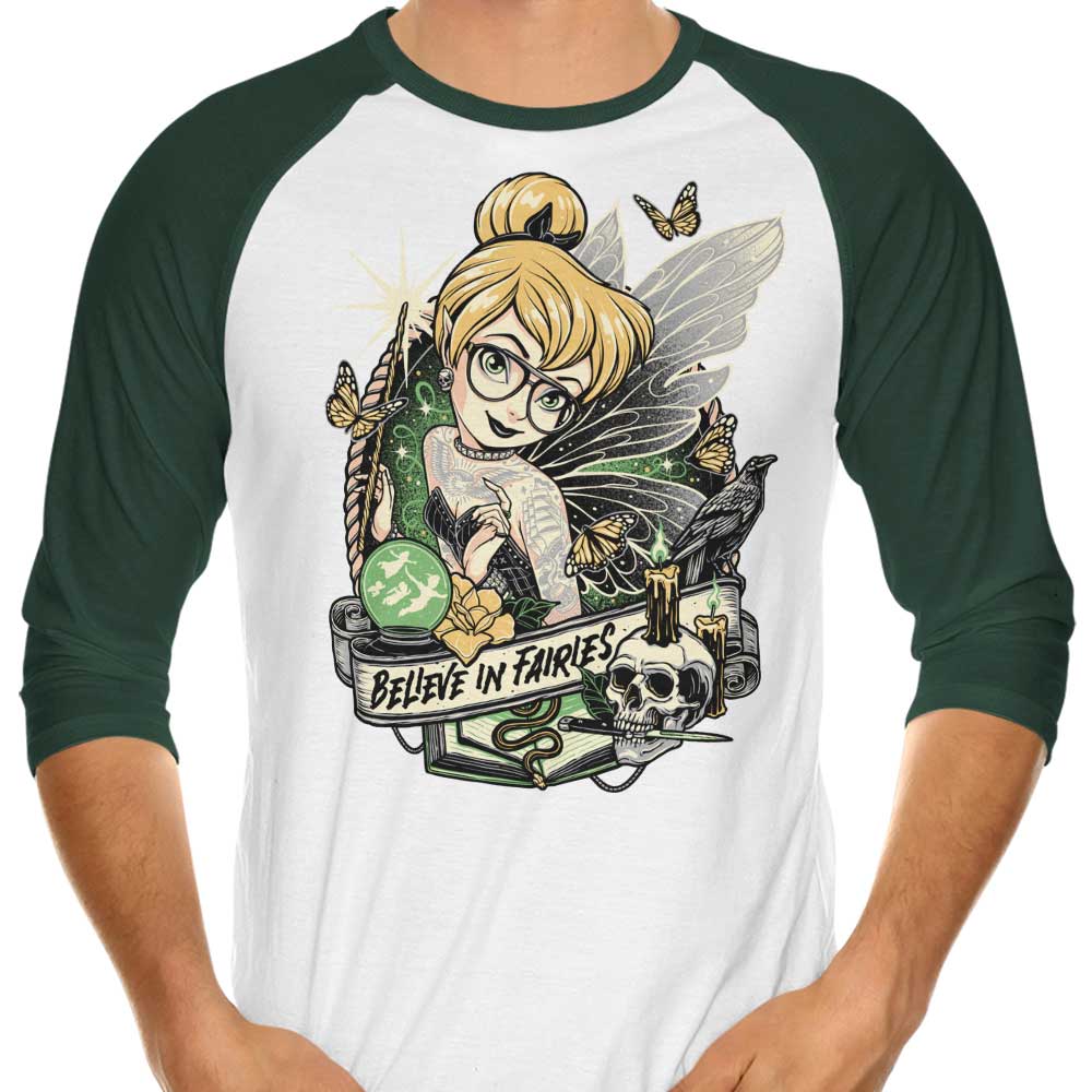 Momma Gorilla's 'Believe in Fairies' 3/4 Sleeve Raglan Stylish T-Shirt