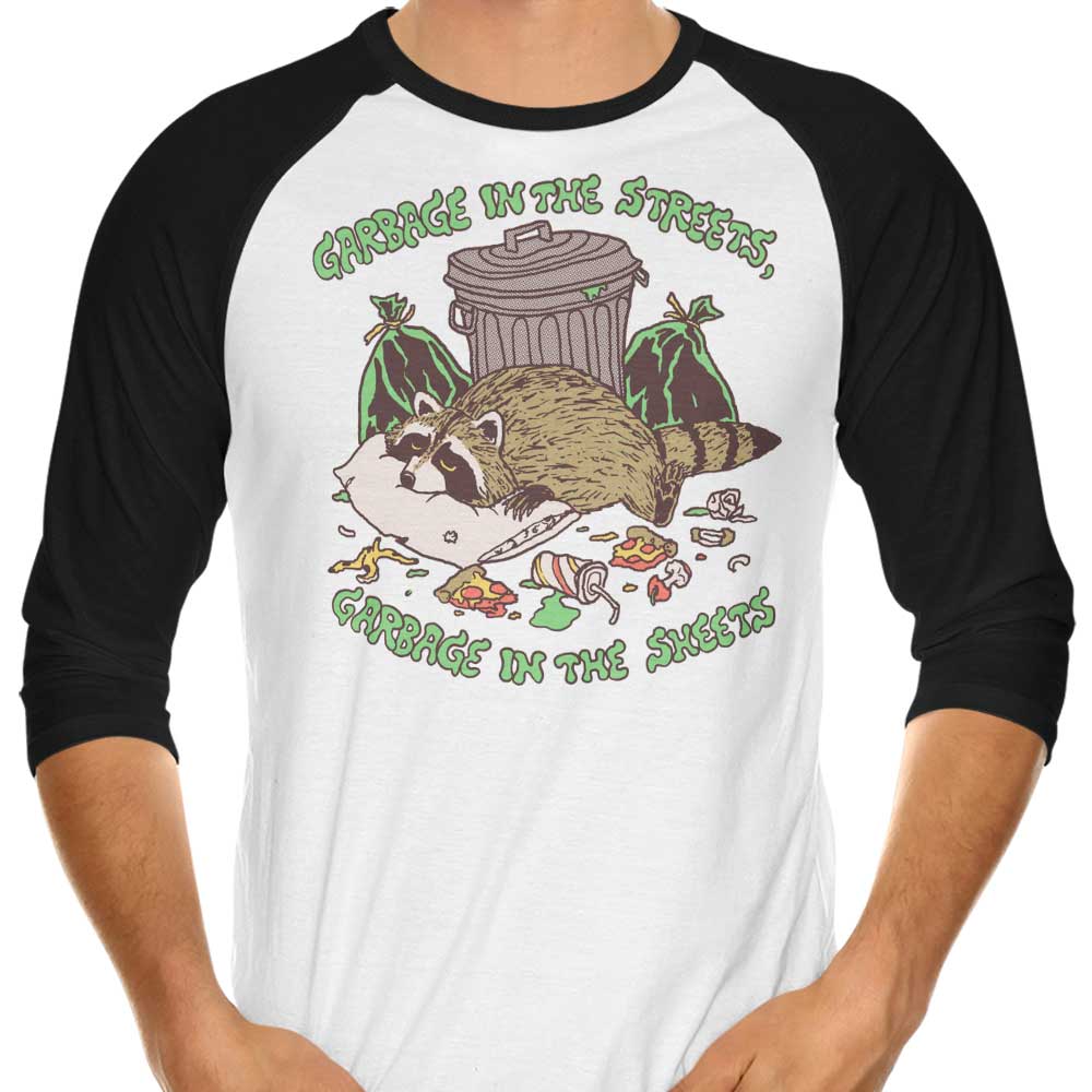 3/4 Sleeve Raglan T-Shirt - 'Garbage in the Sheets' Design