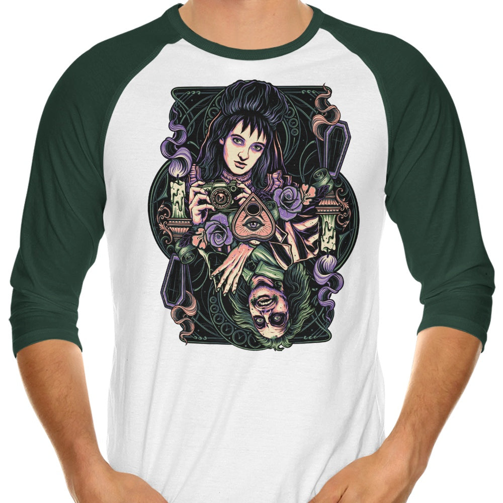 Unique 3/4 Sleeve Raglan T-Shirt - Unusual Card Design